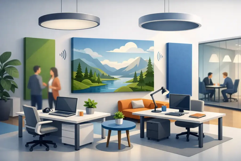 Akustikspannrahmen im Büro richtig nutzen