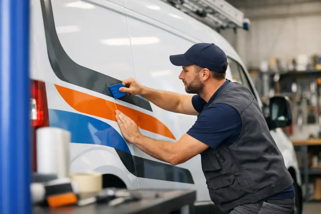 Fahrzeugbeschriftung im Handwerksbetrieb