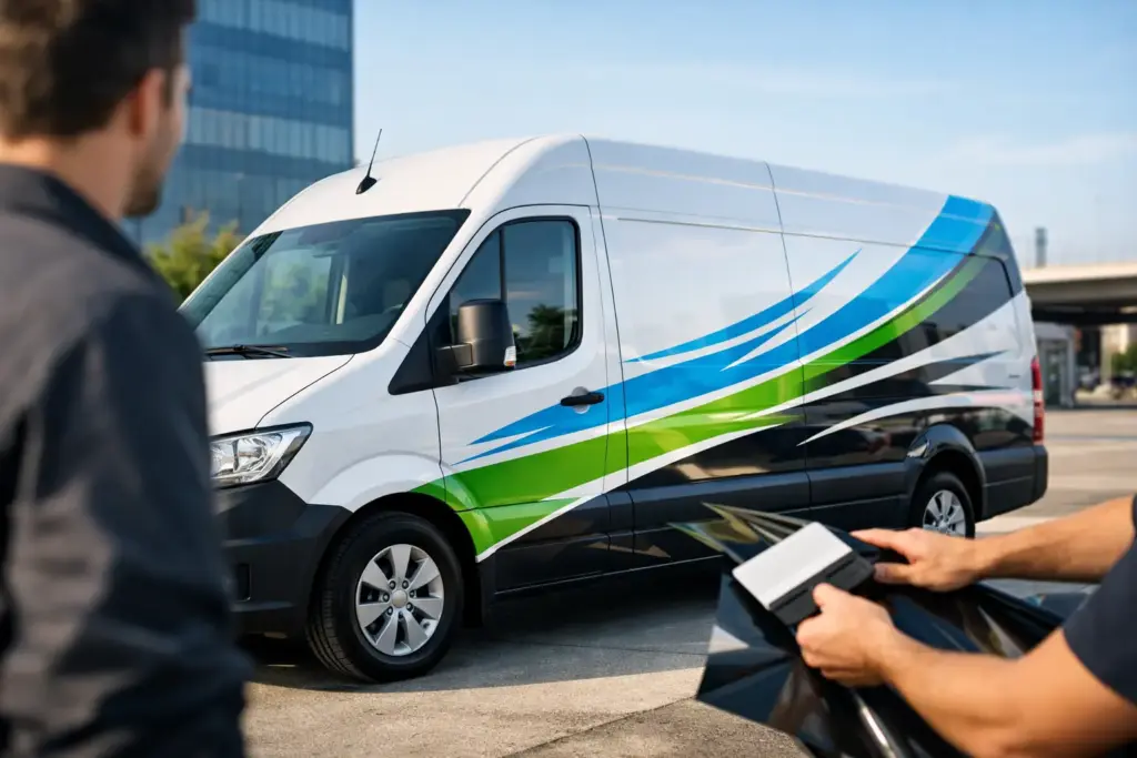 Fahrzeugwerbung für Transporter, die wirkt