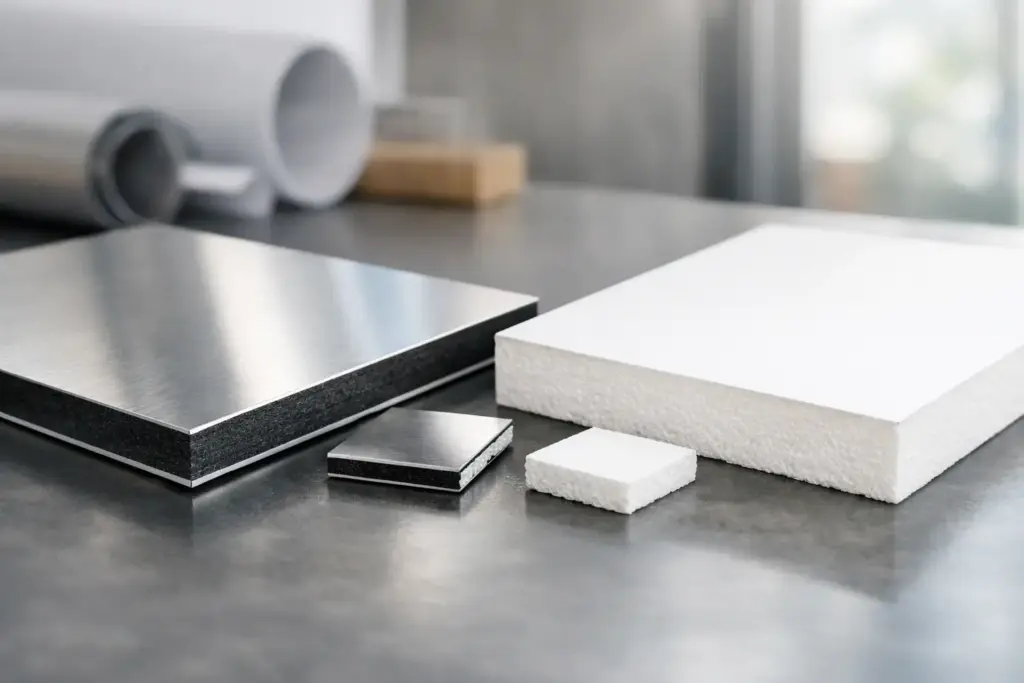 Aluminiumverbund oder Hartschaumplatte wählen?