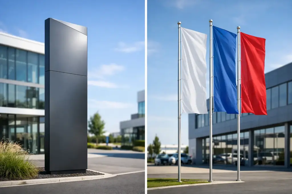 Werbepylon versus Fahnenmast - was passt besser?